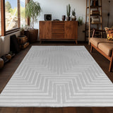Dream 1111 Silver/Zilver Modern Vloerkleed Japandi Stijl Laagpolig Tapijt detailfoto van de structuur