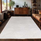 Dream 1113 Cream/Creme Modern Vloerkleed Japandi Stijl Laagpolig Tapijt detailfoto van de structuur