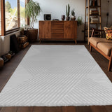 Dream 1115 Silver/Zilver Modern Vloerkleed Japandi Stijl Laagpolig Tapijt vanuit een andere hoek
