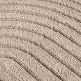 Detailfoto van Japandi Vloerkleed Beige - Organisch Boog Patroon - Hoog-Laag Reliëf