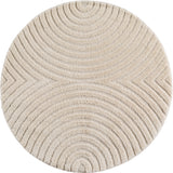 Ronde Vloerkleed 'Zen Arches' - Cream Japandi Design met Textuur