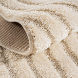 Close-up van Vloerkleed 'Zen Arches' - Cream Japandi Design met Textuur