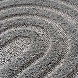 Detailfoto van Vloerkleed 'Zen Arches' - Zilver Japandi Design met Textuur