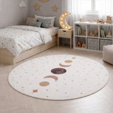 Rond maanfasen vloerkleed COCO crème in kinderkamer - sfeerfoto