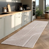 Japandi 3D Laagpolig vloerkleed Creme voor de Luxe look