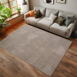 3D Geweven Golvend Vloerkleed Beige Japandi Look