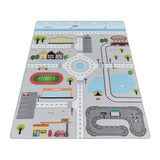 Kid's 2902 City Grijs Vloerkleed Laagpolig Kinderkamer Tapijt in een modern interieur