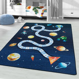 Kid's 2910 Space Vloerkleed Laagpolig Kinderkamer Tapijt in de slaapkamer