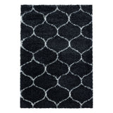 Hoogpolig Salsa Shaggy vloerkleed met modern ruitpatroon zwart