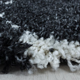 Hoogpolig Salsa Shaggy vloerkleed met modern ruitpatroon zwart