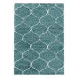 Hoogpolig Salsa Shaggy vloerkleed met modern ruitpatroon blauw