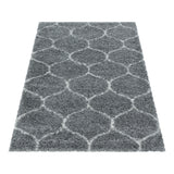 Hoogpolig Salsa Shaggy vloerkleed met modern ruitpatroon grijs