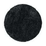 Ronde Antraciet hoogpolig fluffy shaggy vloerkleed