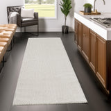 Loom 4300 Cream/Creme Laagpolig Duurzaam Geweven Vloerkleed Effen Binnen/Buiten Tapijt in de slaapkamer