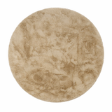 Rond fluffy vloerkleed beige - sfeerfoto in interieur