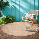 Rond Buitenkleed Beige Wit Patroon 