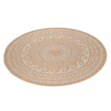 Rond Buitenkleed Beige Wit Patroon 