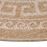 Rond Buitenkleed Beige Wit Patroon 