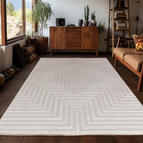 Dream 1111 Beige Modern Vloerkleed Japandi Stijl Laagpolig Tapijt detailfoto van de structuur