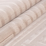 Dream 1111 Beige Modern Vloerkleed Japandi Stijl Laagpolig Tapijt in een sfeervolle woonkamer