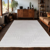 Dream 1111 Cream/Creme Modern Vloerkleed Japandi Stijl Laagpolig Tapijt detailfoto van de structuur