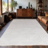 Dream 1114 Cream/Creme Modern Vloerkleed Japandi Stijl Laagpolig Tapijt detailfoto van de structuur
