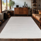 Dream 1115 Cream/Creme Modern Vloerkleed Japandi Stijl Laagpolig Tapijt detailfoto van de structuur