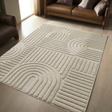 Beige Japandi vloerkleed in een woonkamer 