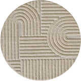 Ronde Art Beige - Japandi Vloerkleed 