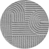 Ronde Art Zilver - Japandi Vloerkleed