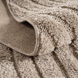 Close-up an Japandi Vloerkleed Beige - Organisch Boog Patroon - Hoog-Laag Reliëf