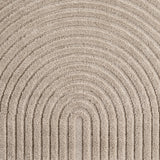 Voorzijde van Japandi Vloerkleed Beige - Organisch Boog Patroon - Hoog-Laag Reliëf