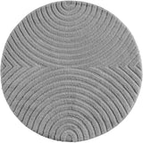 Ronde Vloerkleed 'Zen Arches' - Zilver Japandi Design met Textuur