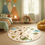 Rond dino vloerkleed COCO beige in kinderkamer - sfeerfoto