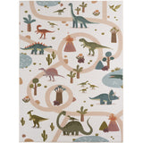 Kindervloerkleed Dino COCO crème rechthoek - dinosaurus print kinderkamer