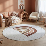 Rond regenboog vloerkleed COCO crème in kinderkamer - sfeerfoto