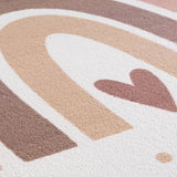 Detail close-up regenboog kindervloerkleed COCO crème - structuur en dikte 8 mm