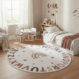 Rond alfabet vloerkleed COCO crème in kinderkamer - sfeerfoto
