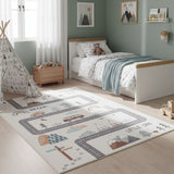 Speelkleed met weg COCO crème in kinderkamer - sfeerfoto rechthoek
