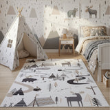 Bosdieren kindervloerkleed COCO crème in kinderkamer - sfeerfoto rechthoek