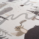 Detail close-up bosdieren kindervloerkleed COCO crème - structuur en dikte 8 mm