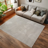 3D Geweven Golvend Vloerkleed Creme