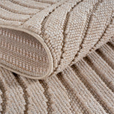 3D Geweven Golvend Vloerkleed Beige Japandi Look