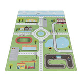Kid's 2902 City Green Vloerkleed Laagpolig Kinderkamer Tapijt detailfoto van de structuur