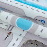 Kid's 2902 City Grijs Vloerkleed Laagpolig Kinderkamer Tapijt detailfoto van de structuur