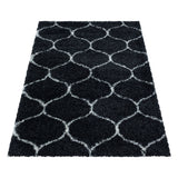 Hoogpolig Salsa Shaggy vloerkleed met modern ruitpatroon zwart