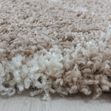 Hoogpolig Salsa Shaggy vloerkleed met modern ruitpatroon beige