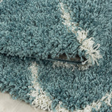 Hoogpolig Salsa Shaggy vloerkleed met modern ruitpatroon blauw