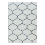 Hoogpolig Salsa Shaggy vloerkleed met modern ruitpatroon wit