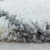 Hoogpolig Salsa Shaggy vloerkleed met modern ruitpatroon wit